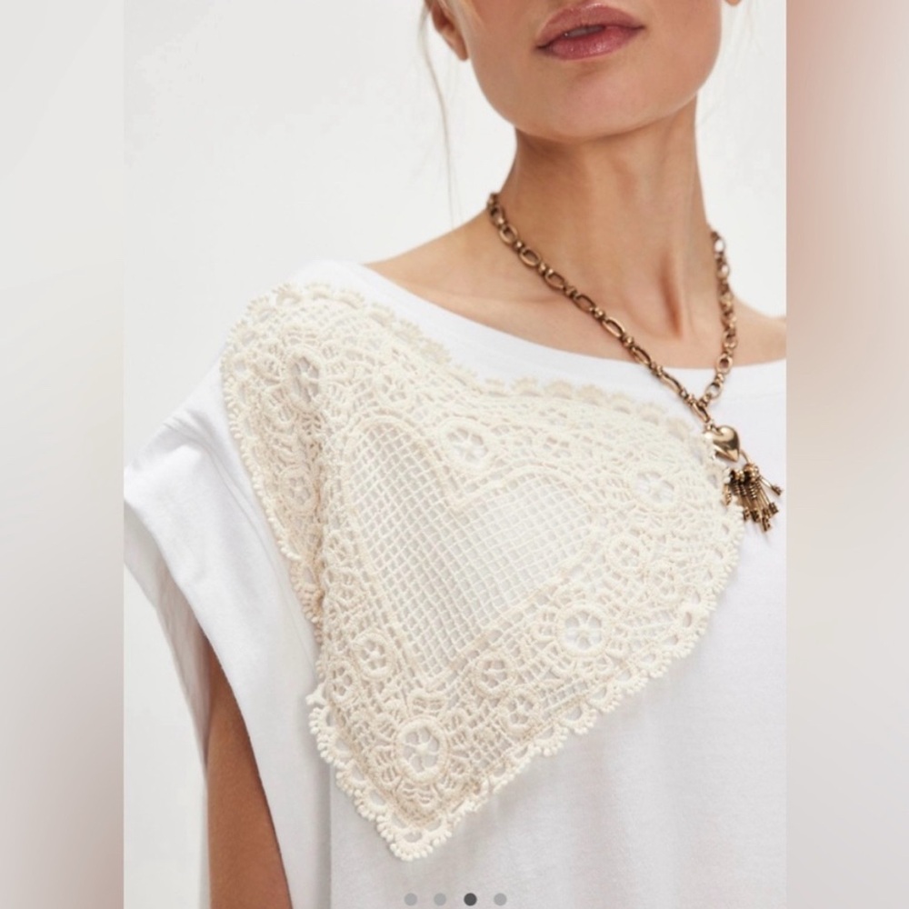 Free People x Tricia Fix White Heart Maxi Tee Size Large - Picture 3 of 15